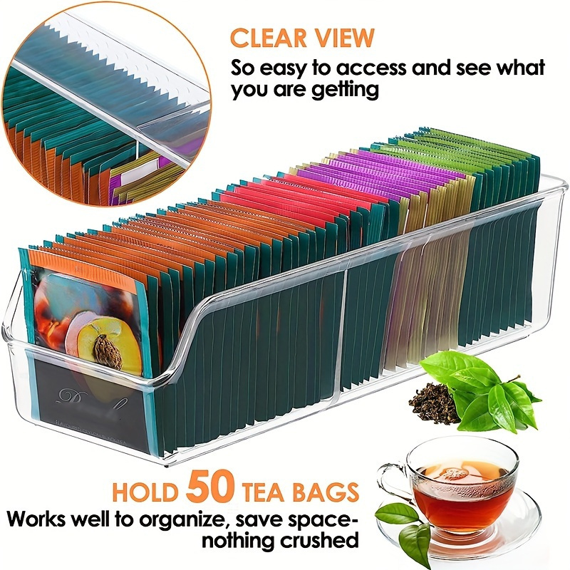 Coffee Tea Sugar Container Set - 1pc Clear Tea Bag Organizer Box