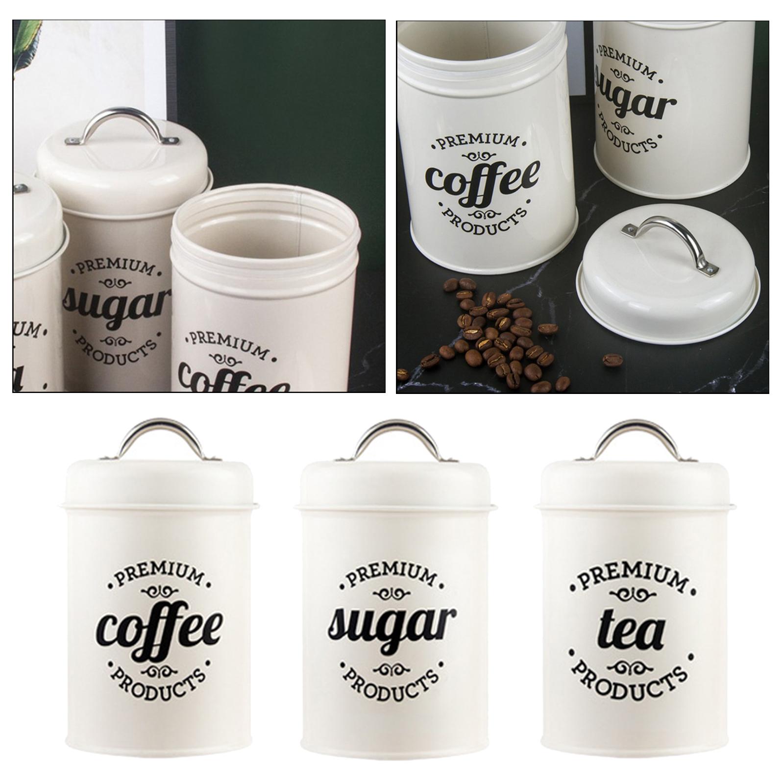 Coffee Tea Sugar Container Set - Metal Canisters for Kitchen Storage Airtight