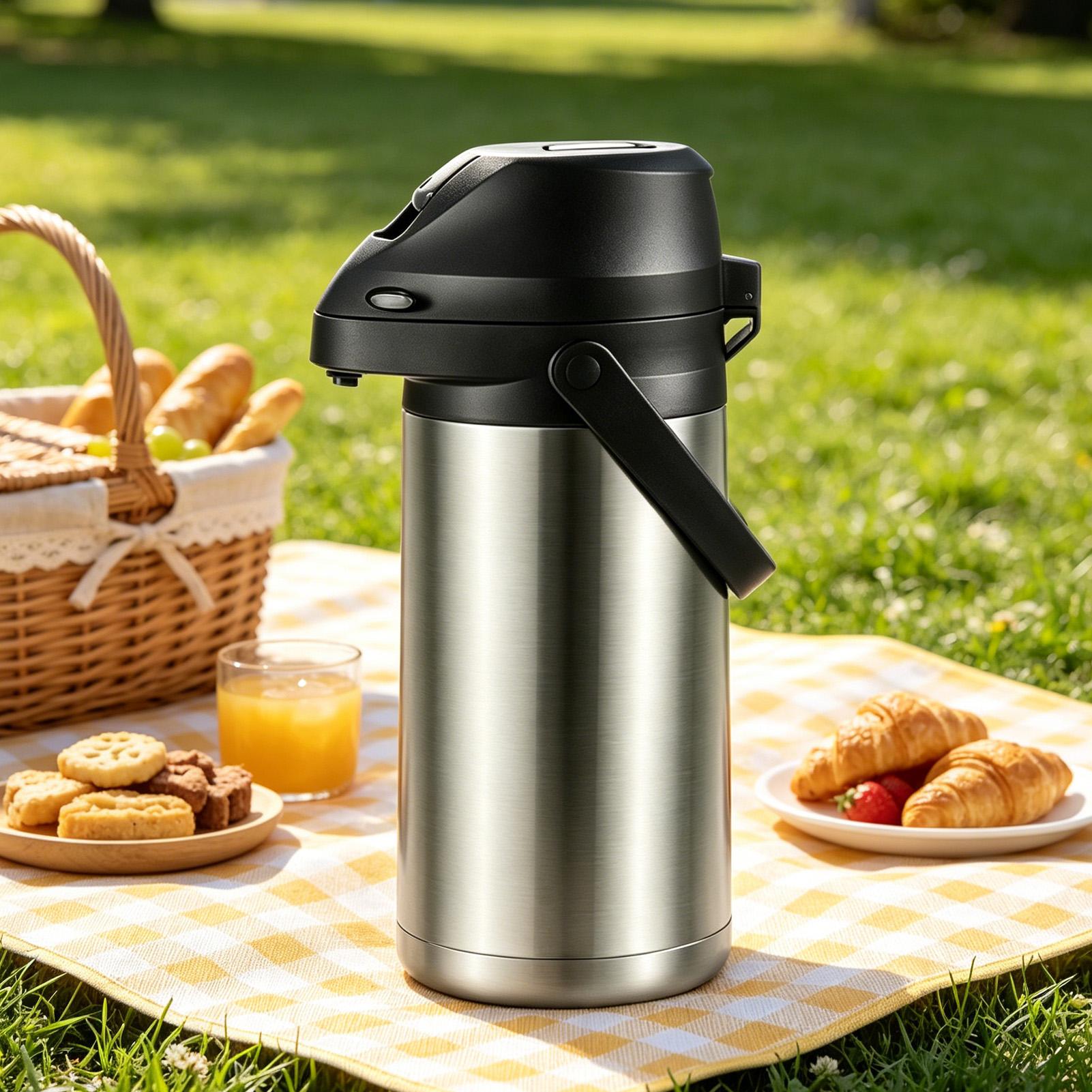 Coffee Tea Urn - Stainless Steel Airpot Dispenser 1900ml Hot