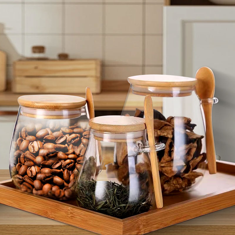 34oz sealed glass jar with spo - огляд і ціна Coffee Tea Sugar Container Set