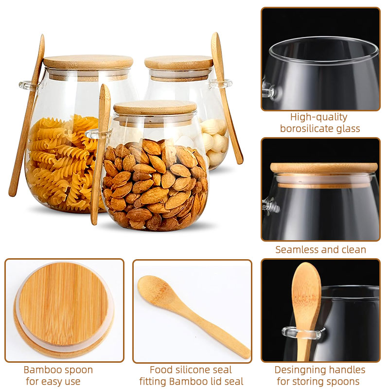 34oz sealed glass jar with spo - огляд і ціна Coffee Tea Sugar Container Set