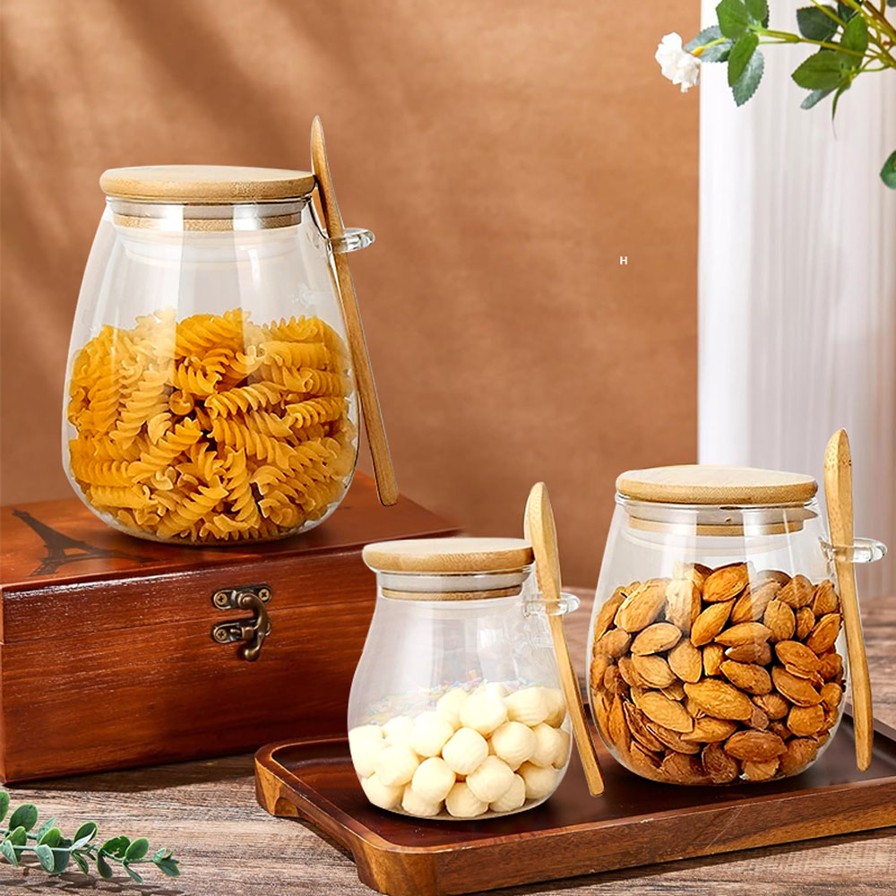 34oz sealed glass jar with spo - огляд і ціна Coffee Tea Sugar Container Set