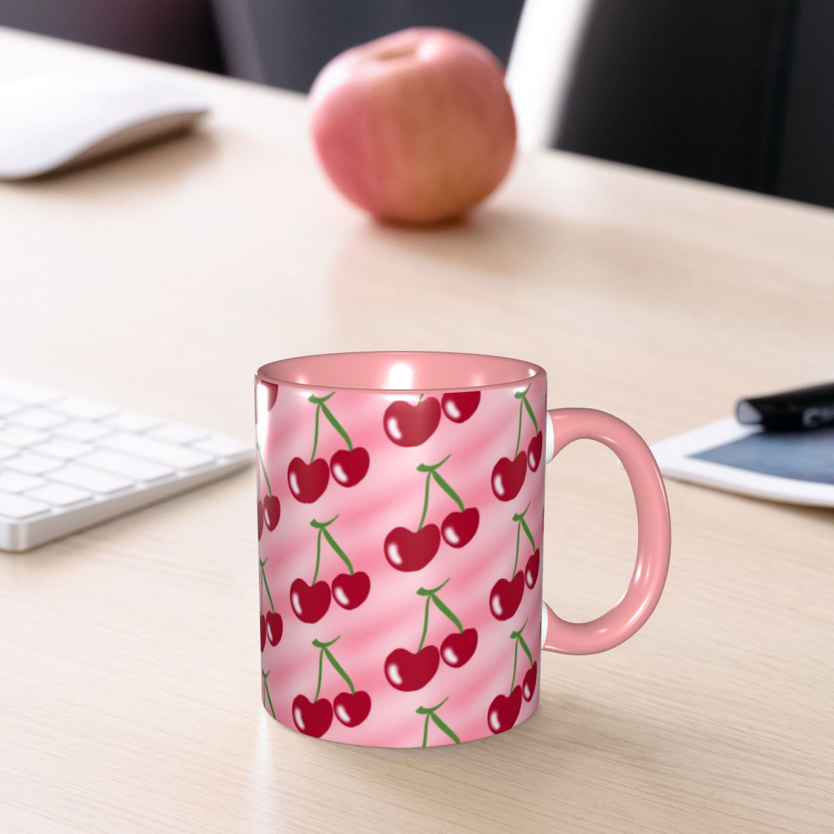 Red Cherry Green Stems Pink Mu - огляд і ціна Coffee Tea Green