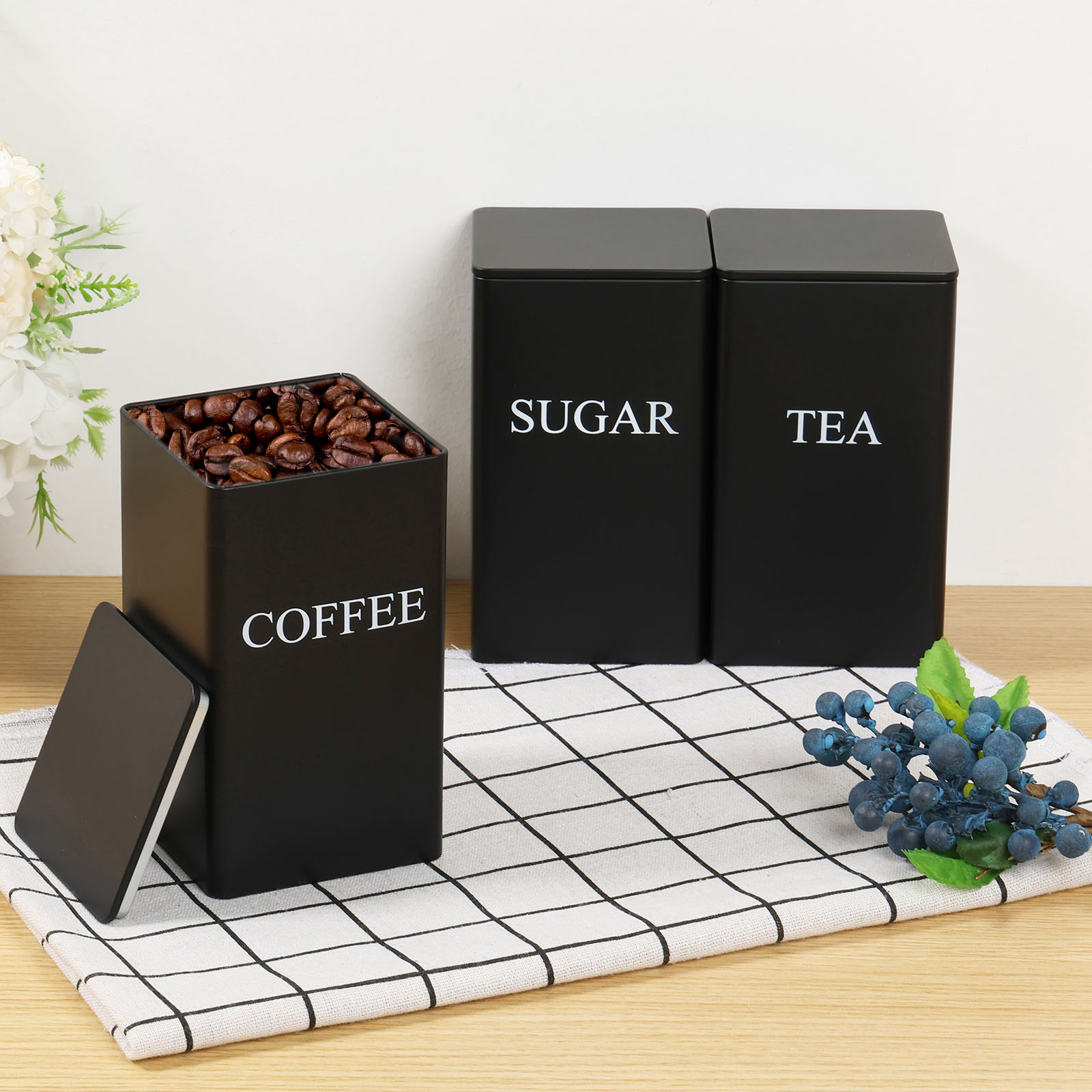 3Pcs Coffee Bean Storage Canis - огляд і ціна Coffee Tea Sugar Container Set
