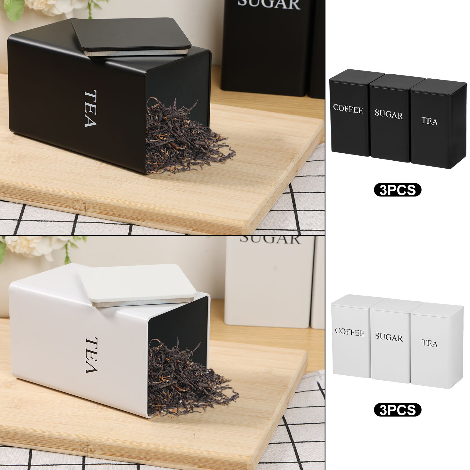 3Pcs Coffee Bean Storage Canis - огляд і ціна Coffee Tea Sugar Container Set