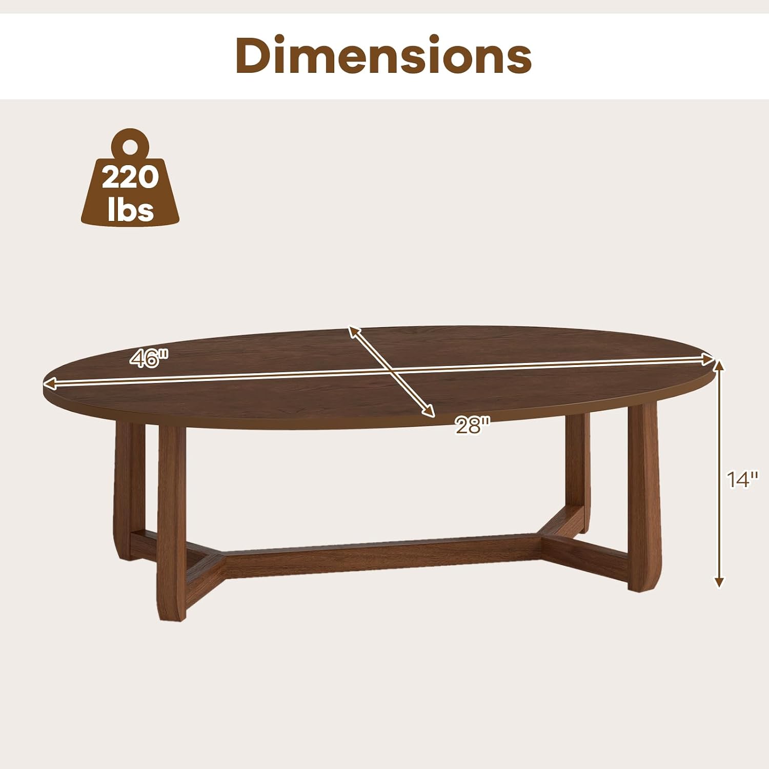 Oval Coffee Table, Wooden Cent - огляд і ціна Coffee Tea Lounge