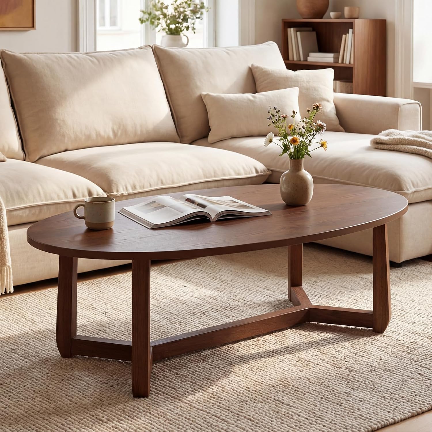 Oval Coffee Table, Wooden Cent - огляд і ціна Coffee Tea Lounge