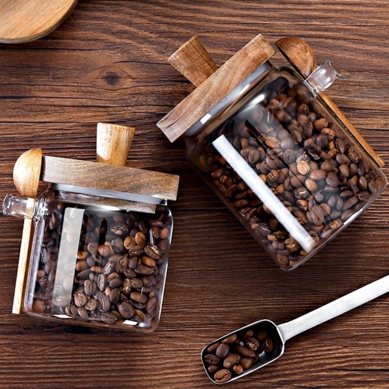 ABJI-Glass Jar With Wooden Lid - огляд і ціна Coffee Tea Sugar Container Set