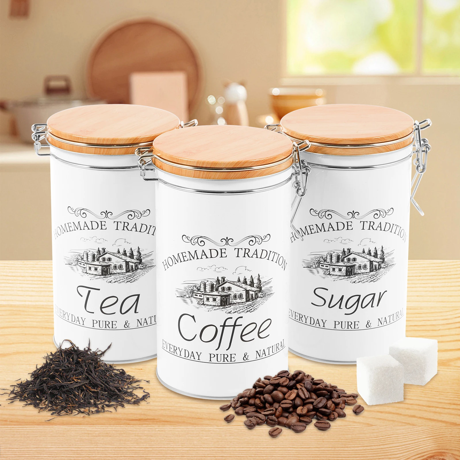 3Pcs/Set Tea Coffee Sugar Cani - огляд і ціна Coffee Tea Sugar Container Set