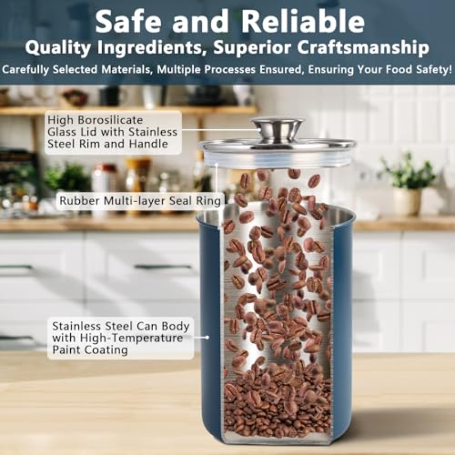Stainless Steel Food Canister  - огляд і ціна Coffee Tea Sugar Container Set
