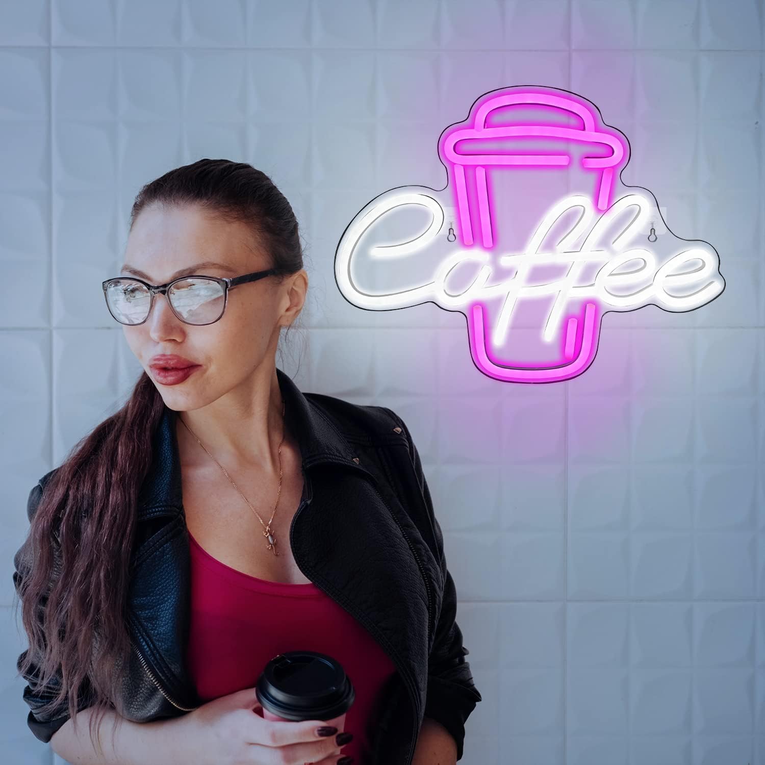 Coffee Cup Pink White Neon Sig - огляд і ціна Coffee Tea Neon Sign