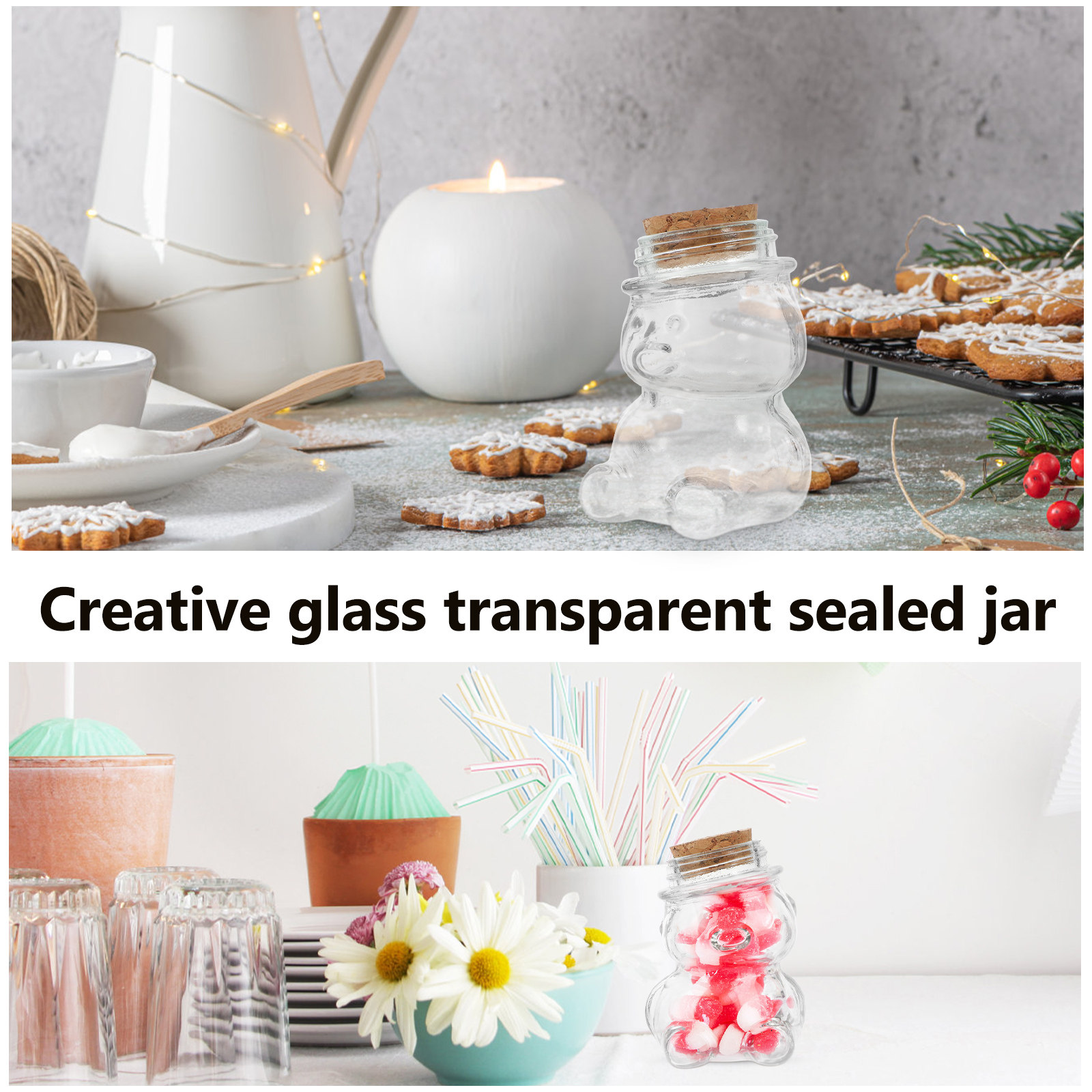 4Pcs Glass Candy Jar Set Trans - огляд і ціна Coffee And Tea Glass