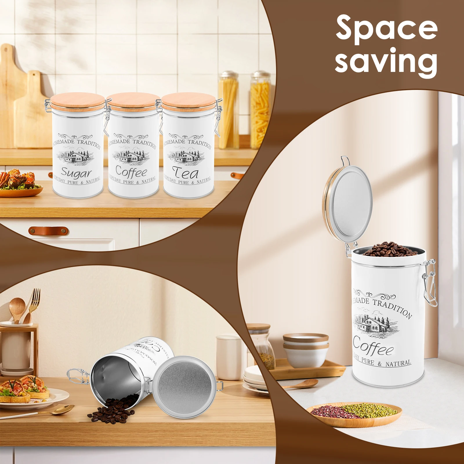 3Pcs/Set Tea Coffee Sugar Cani - огляд і ціна Coffee Tea Sugar Container Set
