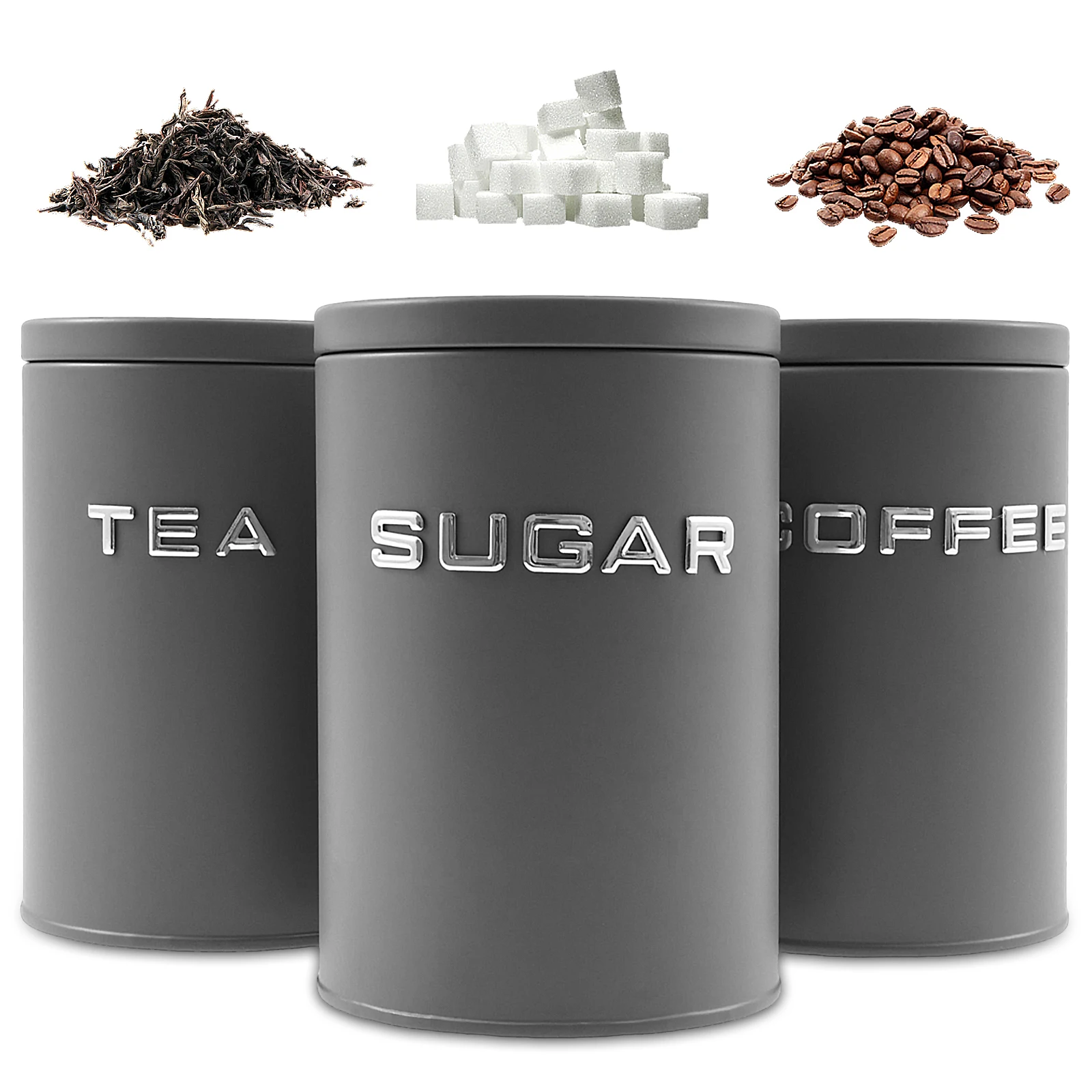 3 Pcs Tea Coffee Sugar Caniste - огляд і ціна Coffee Tea Sugar Container Set