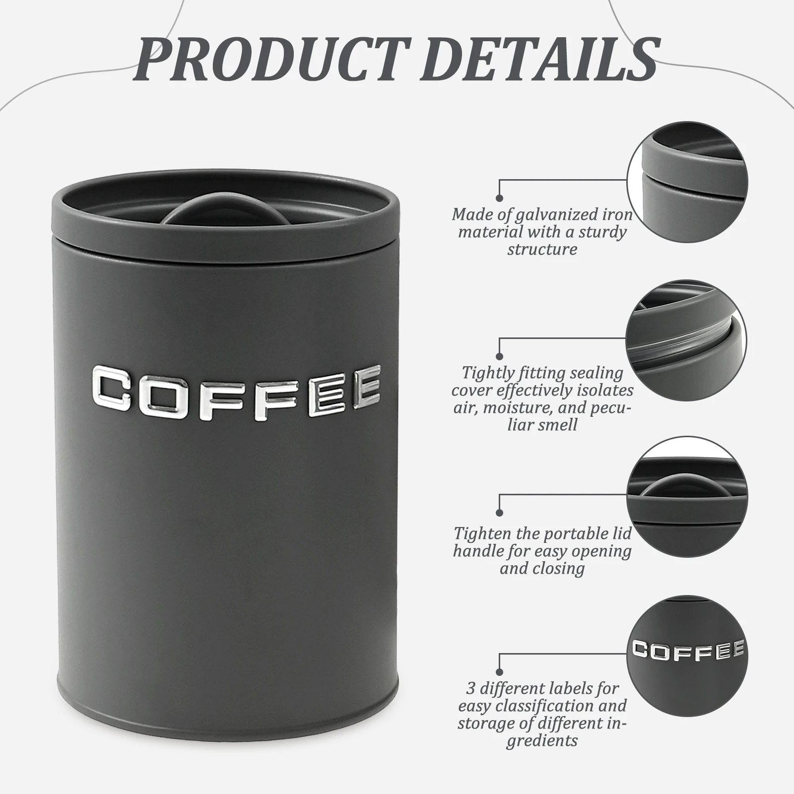 3 Pcs Tea Coffee Sugar Caniste - огляд і ціна Coffee Tea Sugar Container Set