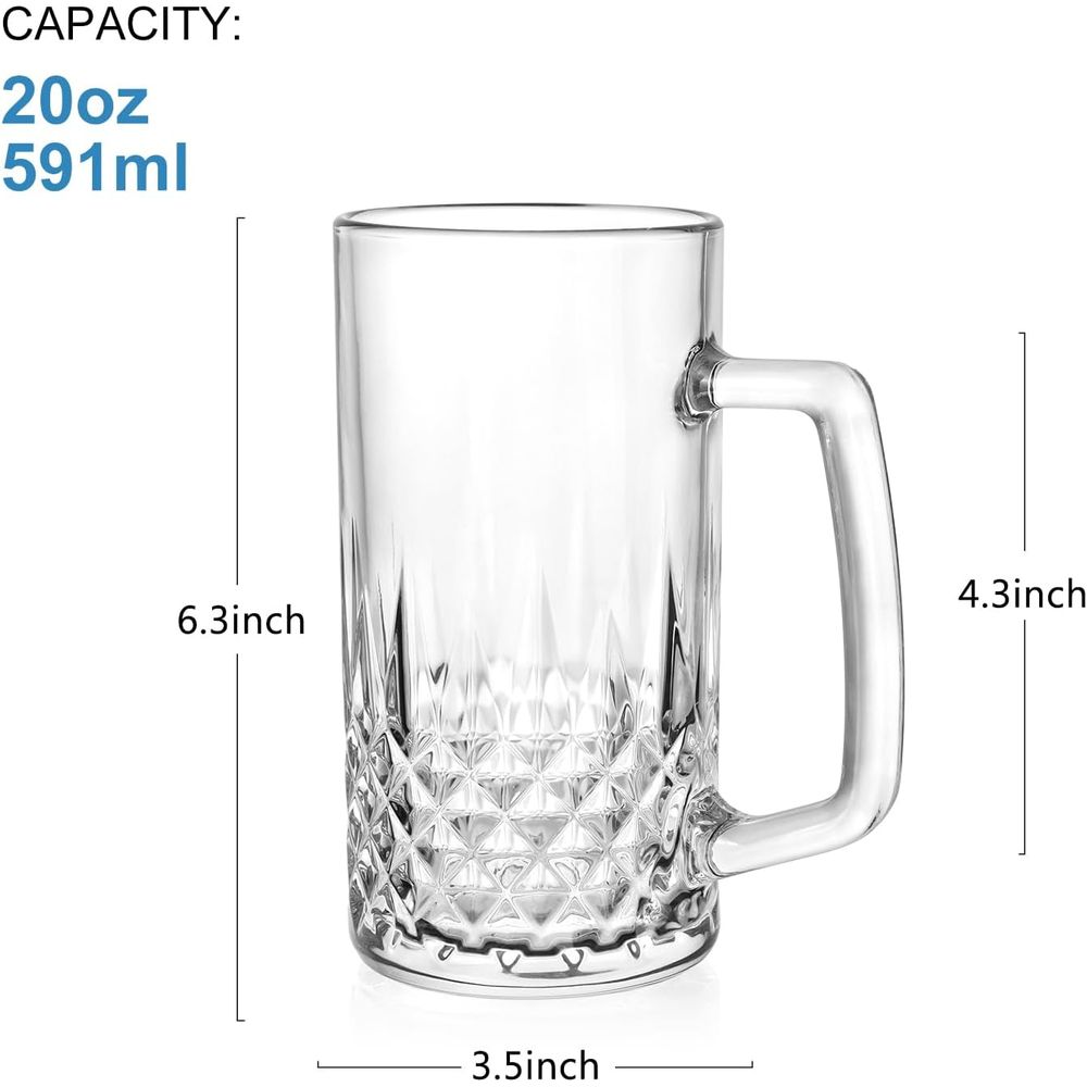 20 oz Heavy Glass Mugs Set of  - огляд і ціна Coffee Tea Or