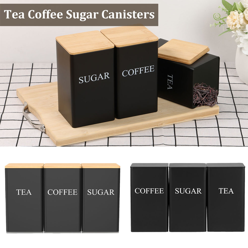 Coffee Bean Storage Jar Metal  - огляд і ціна Coffee Tea Sugar Container Set