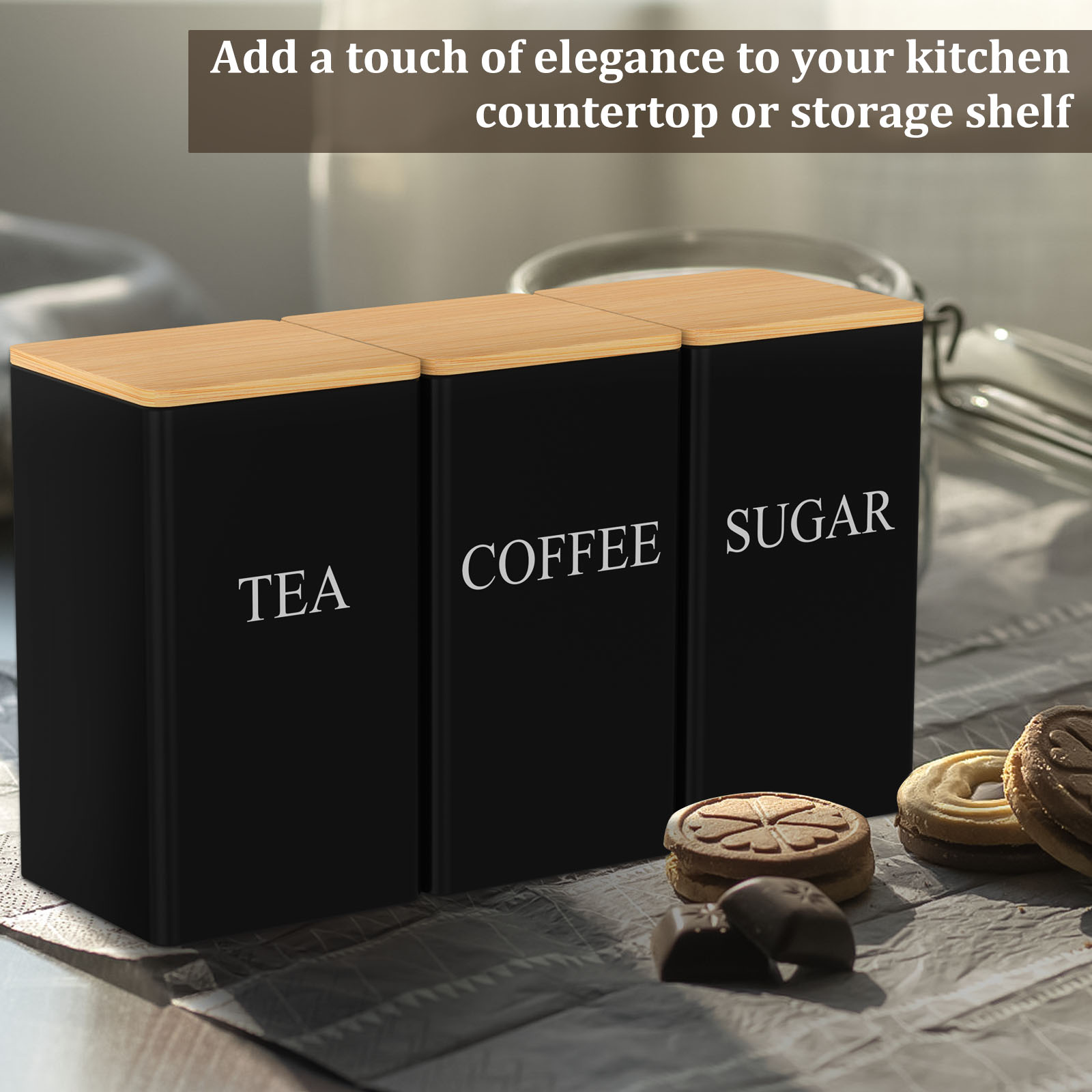 Coffee Bean Storage Jar Metal  - огляд і ціна Coffee Tea Sugar Container Set
